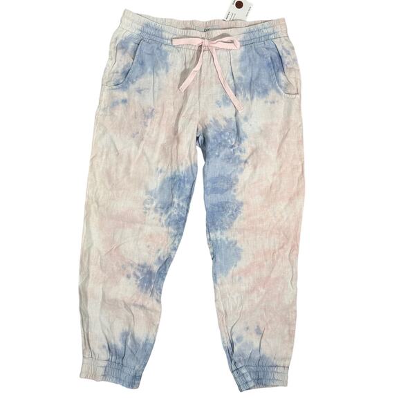 Dex Black Tape Linen Jogger Pants Pink Blue Cloud - Size Medium - $80 - Picture 2 of 8